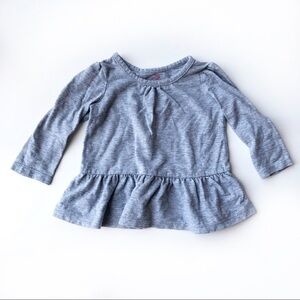 Okie Dokie Gray Peplum Long Sleeve Top 9m